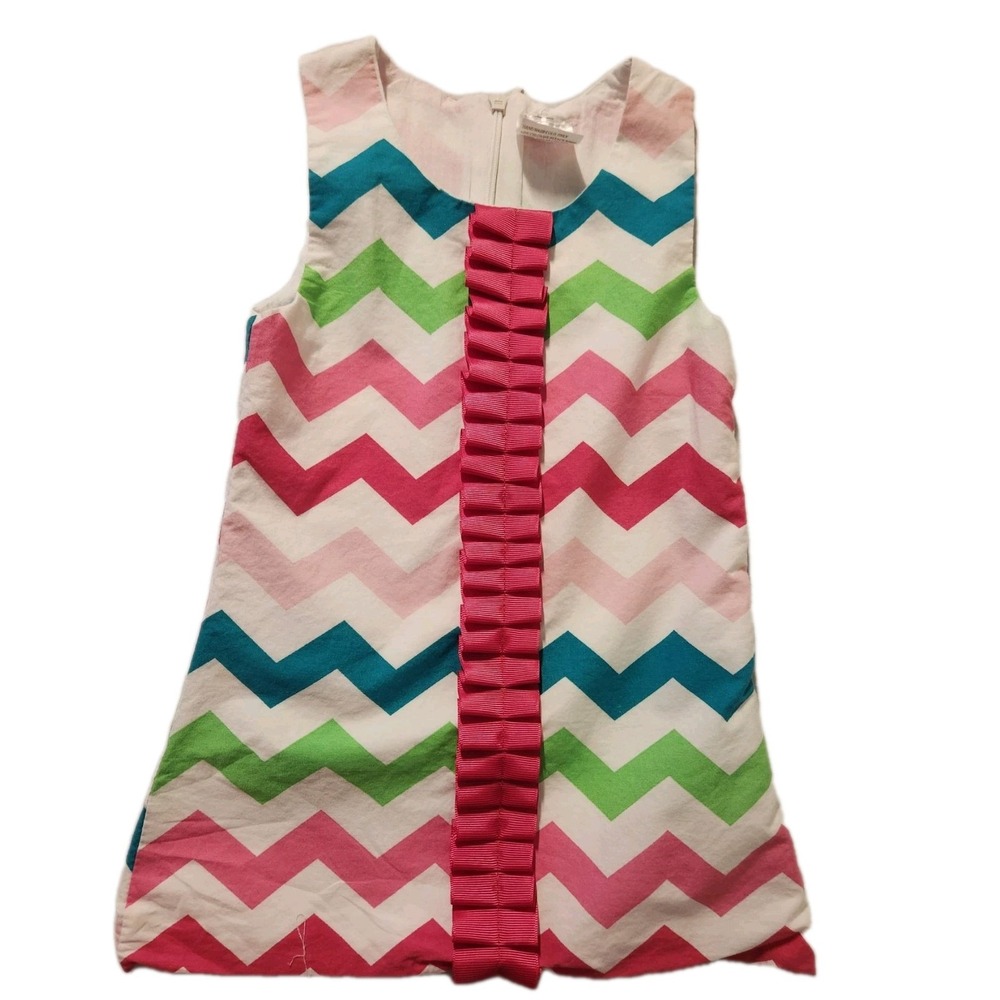 TuTu and Lulu Girl's Size 2-3T Multicolor Zigzag Dress Ribbon Zipper